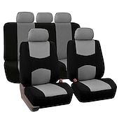 baratos Capas para bancos de automóveis-Capa de Assento de Carro Conjunto Completo Protetores de Banco Dianteiro e Traseiro Acento Bicolor Ajuste Universal 5 Passageiros