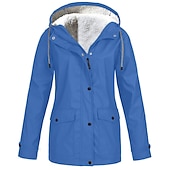 abordables ropa exterior activa para mujer-chaqueta de lluvia para mujer impermeable chaqueta de lana de senderismo invierno al aire libre cálido impermeable polar a prueba de viento con capucha parka prendas de vestir exteriores rompevientos gabardina superior con cremallera completa esquí pesca