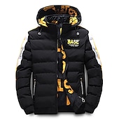 abordables Manteaux &amp; vestes-Homme Manteau d&#039;hiver Veste d&#039;Hiver Doudoune Veste matelassée Poche Full Zip Imprimer Extérieur Plein Air du quotidien Normal Sportif Décontractées Chaud Respirable Automne Hiver Lettre Noir Jaune