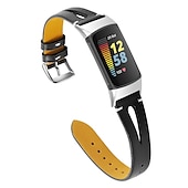 Недорогие Ремешки для часов Fitbit-Ремешок для часов для Фитбит Charge 5 Натуральная кожа Замена Ремень Металлическая застежка Регулируется Женщины мужчины Цветочный принт Браслет