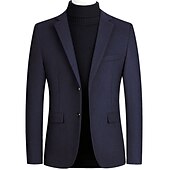 preiswerte Herren Klassische Blazer-Herren Wollmantel Blazer Sakko Hochzeit B¨¹ro Büro / Geschäftlich Modisch Klassicher Stil Herbst Wolle Feste Farbe warm Warm Einreihiger Verschluss Blazer Schwarz Wein Marineblau Grau