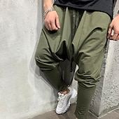 abordables pantalons décontractés-Homme Sarouel Pantalon Jogger Pantalon Pantalons décontractés Cordon Taille elastique Bouffant Couleur unie Respirable Poids Léger Toute la longueur Casual du quotidien Vêtement de rue Décontractées