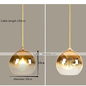 cheap Island Lights-20 cm Single Design Pendant Light Glass Globe Electroplated Nordic Style 110-120V 220-240V