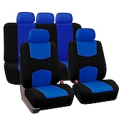 baratos Capas para bancos de automóveis-Capa de Assento de Carro Conjunto Completo Protetores de Banco Dianteiro e Traseiro Acento Bicolor Ajuste Universal 5 Passageiros