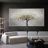 abordables Peintures fleurs/botaniques-Manuel(le) Fait à la main Peinture à l&#039;huile Hang-peint Peint à la main Panoramique horizontal Abstrait A fleurs / Botanique Moderne Réalisme Toile roulée (sans cadre)