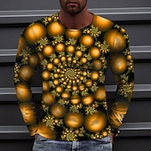 voordelige 3D T-shirts-Voor heren Grafisch Cirkel T-shirt T-shirts Lange mouw T-shirt 3D-afdrukken Ronde hals Overhemd Modieus Ontwerper Casual Casual Dagelijks Weekend blauw Rood Paars Lente &amp; Herfst Meerdere Seizoenen