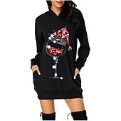olcso Vicces karácsonyi pulóverek és pulóverek-Karácsony Mikulás Ruhák Kapucnis felsőrész Pullover Klasszikus Alap Kawaii Kompatibilitás Női Felnőttek Karácsony Újév 3D nyomtatás Hétköznapi
