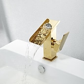 Недорогие классический-Смеситель для раковины с водопадом, высокий смеситель для раковины, краны для раковины с одной ручкой, установленный на палубе с холодным и горячим шлангом
