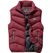 olcso Gilets-Férfi Puffer Vest Gilet Hegymászás Melegen tartani tömöríthető Légáteresztő Tél Ősz Tömör szín Fekete Rubin Sötétkék Szürke Pufferkabát