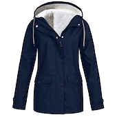 abordables ropa exterior activa para mujer-chaqueta de lluvia para mujer impermeable chaqueta de lana de senderismo invierno al aire libre cálido impermeable polar a prueba de viento con capucha parka prendas de vestir exteriores rompevientos gabardina superior con cremallera completa esquí pesca