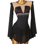 levne Šaty na krasobruslení-Šaty na bruslení Dámské Dívčí Buz Pateni Šaty Úbory Černá Burgundská fialová Námořnická modř Slátanina Síťka Spandex Vysoká pružnost Trénink Profesionální Soutěž Bruslařské oblečení Ručně vyrobeno