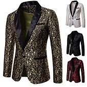 economico Blazer da uomo-Per uomo Giubbotto Giacca Strada Attività commerciale Tenere al caldo Traspirante Tasche Jacquard Autunno Inverno Floreale Streetwear Elegante Bavero a lancia Standard Cotone Standard Nero Bianco