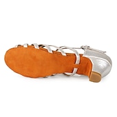 ieftine Pantofi Dans Copii-pantofi de dans latino din satin pentru fete cu toc jos și design cu curele încrucișate - perfecti pentru dansul de sală și salsa