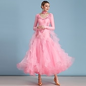 levne Oblečení do tanečního sálu-Standardní tance Šaty Štras Výšivka Dámské Výkon Trénink Dlouhý rukáv Spandex Organza