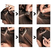 abordables Clip dans les extensions-7 pièces/ensemble 22 postiches ondulés bouclés 16 clips dans de faux cheveux de style clip synthétique dans les extensions de cheveux résistant à la chaleur pour les femmes filles