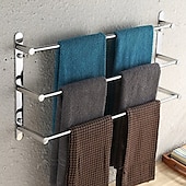 cheap Towel Bars-3-Tiers Towel Rack Stainless Steel Bath Towel Bar  Towel Rail Wall Mount Mirror Polished Silvery 60/70cm