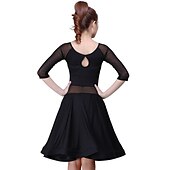 ieftine Ținute Dans Latin-Dans Latin Rochie Imprimeu Leopard Solid Despicare Pentru femei Antrenament Performanță Manșon Jumate Înalt Spandex