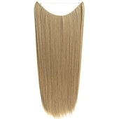 cheap Synthetic  Extensions-24inch 50grams 100grams Synthetic Hair Extension Gradual Color Brown Gray Blonde String Halo Hairpieces Extensions