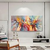 cheap Abstract Paintings-Oil Painting 100% Handmade Hand Painted Wall Art On Canvas Abstract Modern Colorful Landscape Blooming Firework Home Decoration Decor Rolled Canvas No Frame Unstretched