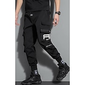economico Pantaloni cargo-Per uomo Pantaloni cargo Pantaloni Abbigliamento tecnico Vita elastica Multi tasca Alfabetico Geometria All&#039;aperto Sport Lunghezza intera Informale Giornaliero Athleisure Verde militare Nero