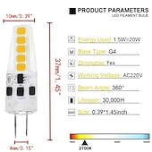 voordelige Ledlampen met twee pinnen-10st g4 led lamp niet-dimbare ac220v g4 bi-pin gloeilamp 1.5w (20w halogeenlamp vervanging) warm wit en wit twee kleurtemperatuur