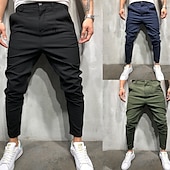 economico Chino-Per uomo Harém Pantaloni Pantaloni da jogger cascante Liscio Traspirante Leggero Lunghezza intera Informale Giornaliero Cotone Hip-hop Semplice ma elegante Verde militare Nero Media elasticità
