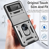 Χαμηλού Κόστους Samsung Θήκη-τηλέφωνο tok Για Samsung Galaxy Z Flip 7 Z Flip 5 Z Flip 4 Z Flip 3 Υψηλής Αντοχής Βάση δαχτυλιδιών Προστασία από τη σκόνη Ανθεκτική σε πτώσεις Μονόχρωμο TPU