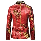 preiswerte Herren Klassische Blazer-Herren Jacke Blazer Sakko Party Strasse warm Atmungsaktiv Pailletten Tasche Herbst Winter Feste Farbe Strassenmode Brautkleider schlicht Steigendes Revers Standard Regular Fit Schwarz Rote Blau