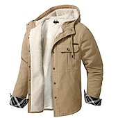 preiswerte Pufferjacken-Herren Hoodie Jacke Winter Draussen Warm Oberbekleidung Winterjacken Sherpa-Jacke Jagd Camping / Wandern / Höhlenforschung Reisen Schwarz Kaki Grau