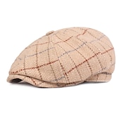 levne Pánské klobouky-Pánské Baret Novinářský klobouk Tweed Cap Béžová Kávová Polyester Šik ven stylové Móda 20. let Venkovní Denní Jdeme ven Mříž Proti sluci
