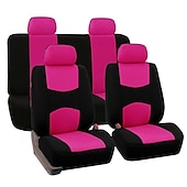 baratos Capas para bancos de automóveis-Capa de Assento de Carro Conjunto Completo Protetores de Banco Dianteiro e Traseiro Acento Bicolor Ajuste Universal 5 Passageiros
