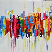 cheap Abstract Paintings-Handmade Oil Painting Canvas Wall Art Decoration Colorful Abstract Modern for Home Decor Rolled Frameless Unstretched Painting