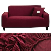 economico Copridivano-Copridivano elasticizzato, copridivano jacquard bordeaux elastico, divano componibile, poltrona, divanetto a due posti, 4 o 3 posti, forma a L, morbido, resistente, lavabile (una federa gratuita)