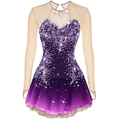 preiswerte Eiskunstlaufkleider-Eiskunstlaufkleid Damen Mädchen Eislaufen Kleider Austattungen Violett Weiß Pudriges Rosa Blume Rückenfrei Gitter Elasthan Wettbewerb Eiskunstlaufkleidung Handgemacht Mit Steinen verziert Strass