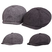 abordables Sombreros de hombre-Hombre Sombrero de la boina Sombrero de vendedor de periódicos Color Caquí Gris Ligero Algodón y lino Ropa de calle Elegante Moda de los años 20 Exterior Diario Noche Estampados Filtro Solar