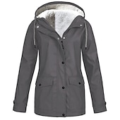 abordables ropa exterior activa para mujer-chaqueta de lluvia para mujer impermeable chaqueta de lana de senderismo invierno al aire libre cálido impermeable polar a prueba de viento con capucha parka prendas de vestir exteriores rompevientos gabardina superior con cremallera completa esquí pesca