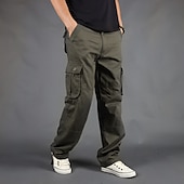 cheap Cargo Pants-Men's Cargo Pants Cargo Trousers Trousers Tactical Work Pants Straight Leg Flap Pocket Plain Comfort Breathable Full Length Outdoor Work Basic Tactical Black Army Green Inelastic