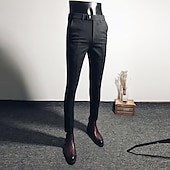 ieftine Subţire-Bărbați Costume Slab Pantaloni Pantaloni creion Buzunar Simplu Respirabil Ελαστικό Lungime până la glezne Nuntă Birou Afaceri Bumbac Șic &amp; Modern Casual Subțire Negru Gri Strech