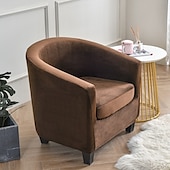 cheap Armchair Cover &amp; Armless Chair Cover-Velvet Club Chair Barrel Chair Slipcover Tub Chair Cover Couc Furniture Protector with Seat Cushion Cover Elastic Bottom Soft for Hotel Bar Counter Living Room