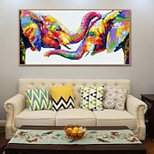 ieftine Picturi cu Animale-pictură în ulei realizată manual pictată manual artă de perete mintura modernă abstractă elefant animale imagine decor decor pânză rulată fără cadru neîntins