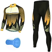 preiswerte Herrenbekleidungs-Sets-Herren Radtrikot mit Radhose lang fahrradbekleidung Langarm MTB Mountain Rennrad Rot Purpur Orange Punkt Fahhrad Sportkleidung 3D-Pad Atmungsaktiv Schnelltrocknend Tasche auf der Rückseite Polyester