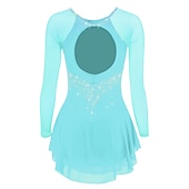 cheap Figure Skating Dresses-Figure Skating Dress Women&#039;s Girls&#039; Ice Skating Dress Violet Black White Open Back Mesh Spandex High Elasticity Training Competition Skating Wear Classic Crystal / Rhinestone Long Sleeve Ice Skating