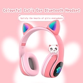 economico Cuffie on-ear e over-ear-Cuffie LED L400 Flash Con Orecchie di Gatto Carine Con Microfono Auricolare Bluetooth Over-Ear Cuffie Wireless per Gioco Musicale