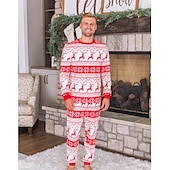 cheap Pajamas-Family Christmas Family Pajamas Pajamas Graphic Deer Home Print Red Long Sleeve Active Matching Outfits