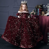 halpa Juhlamekot-Lapset Tyttöjen Mekko Yhtenäinen Lyhythihainen Juhla Syntymäpäivä Rypytetty Silmukka söpö tyyli Prinsessa Polyesteri Maxi A linjainen mekko Tyllimekko Syksy Talvi 3-12 vuotta Hopea Musta Rubiini