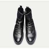 cheap Ankle Boots-Men&#039;s Brown Faux Leather Ankle Boots with Embossed Crest, Classic Vintage Style for Formal and Casual Occasions