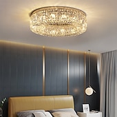 abordables Lámparas de araña únicas-50cm 60cm 80cm luces de techo cristal diseño de círculo único araña de metal morden lujo estilo nórdico dormitorio sala de estar araña led 110-120v 220-240v