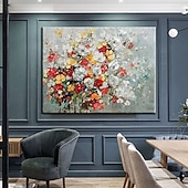 ieftine Picturi Florale/Botanice-pictură în ulei realizată manual pictată manual artă de perete mari dimensiuni abstracte flori simple decor decor pânză rulată fără cadru neîntins