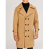 billiga Trenchcoat för män-Vinterkappa Rock Peacoat Trenchcoat Företag Ledigt Höst Vinter 95% polyester 5% bomull Ytterkläder Kläder Hakslag