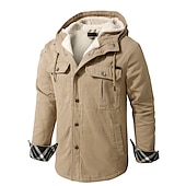 preiswerte Pufferjacken-Herren Hoodie Jacke Winter Draussen Warm Oberbekleidung Winterjacken Sherpa-Jacke Jagd Camping / Wandern / Höhlenforschung Reisen Schwarz Kaki Grau